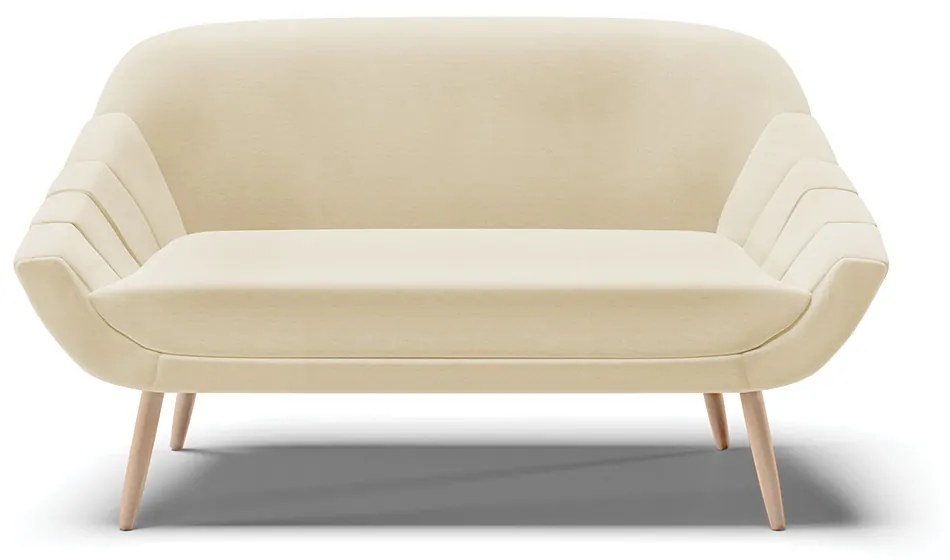 Namoradeira 02 Lugares Giovana Linho Bege A19 Pés Palito Natural - Indo Decorar