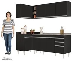Armário de Cozinha Modulado de Canto Direito 4 Peças CP42 com Pia Inox