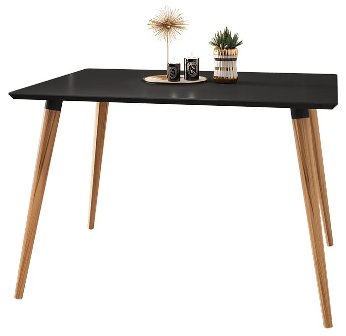 Mesa de Jantar Antonella 120cm Preto Pés Retrô Castanho C02 - D'Rossi