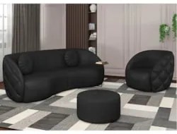 Sofá Decorativo 3 Lugares 240cm com Almofadas e Poltrona Zion Z32 Sint