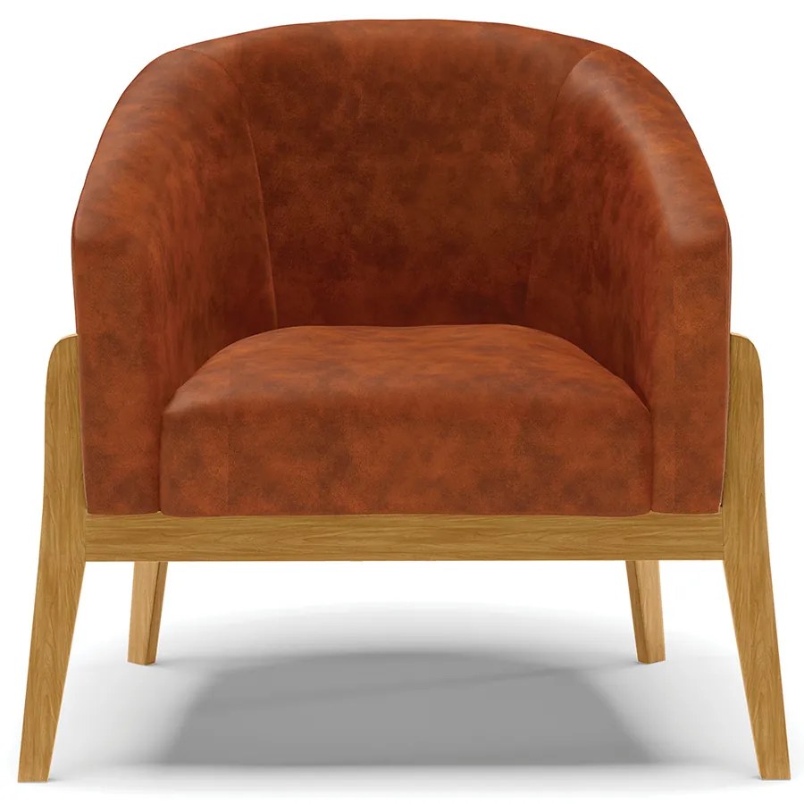 Poltrona com Puff Base de Madeira Stella Sintético PU Nozes D03 - D'Rossi
