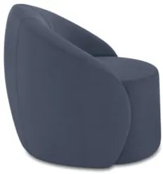 Poltrona Sala Giratória Redonda 91cm Steve Suede Azul Marinho I01 - M