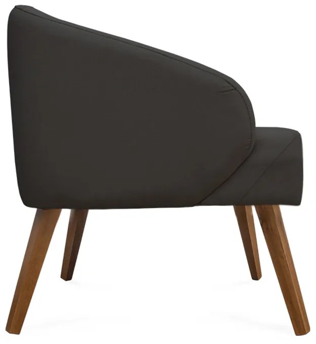 Poltrona Decorativa Lara Pés de Madeira Suede Preto - Sheep Estofados - Preto
