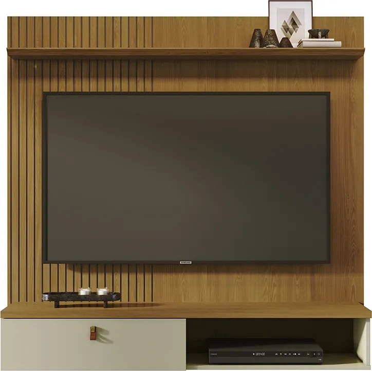 Painel TV 55 Pol 141cm Bancada Suspensa para Sala Seluna Cumaru/Opala M20 - D'Rossi