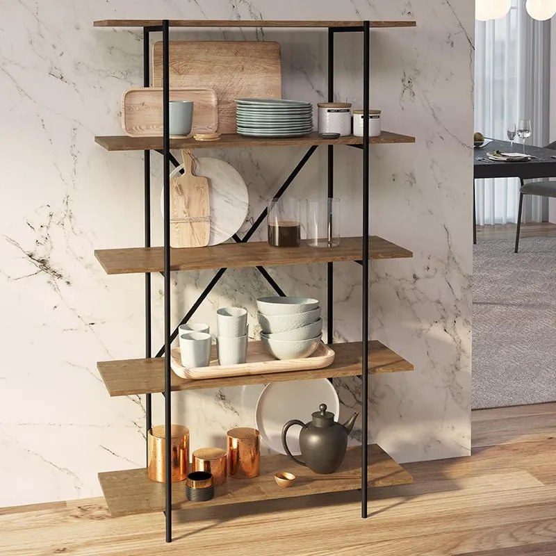 Estante Livros Multifuncional 5 Prateleiras - Vermont Preto