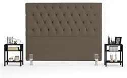 Cabeceira Casal Queen 160cm Cristal Boucle Marrom e 2 Mesas Laterais P