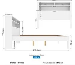 Cama Casal Invicta com Baú Branco - Santos Andirá