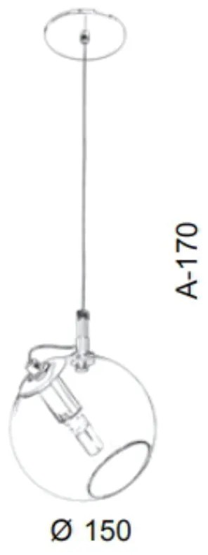 Pendente Globo Inclinado Ø15X17Cm Metal E Globo Ø15Cm 01Xg9 |Old Artis... (PRETO, AMBAR)