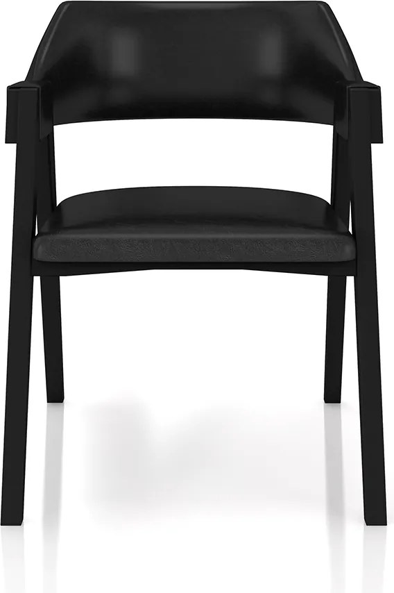 Cadeira Sala de Jantar e Jogos Carteados Madeira Maciça Poker PU Preto/Preto G42 - Gran Belo