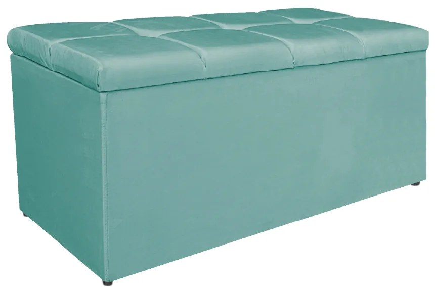 Calçadeira Estofada Manchester 90 cm Solteiro Suede Azul Tiffany - ADJ Decor