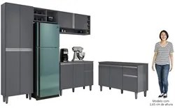 Cozinha Compacta Vanessa e Balcão Gabinete Com Tampo Tatiane 120cm Cin