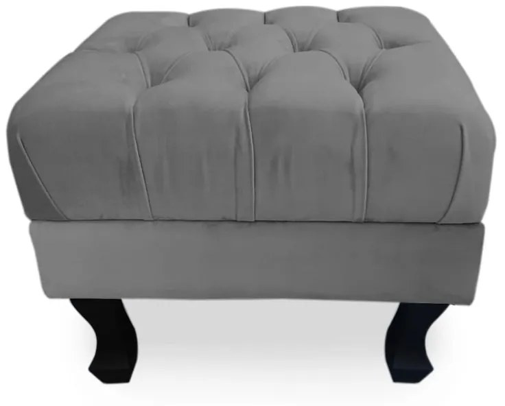 Puff Baú Decorativo Capitonê Luis XV 50x40cm Suede Cinza - Sheep Estofados - Cinza