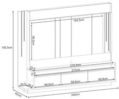 Estante Painel para TV 75 Pol. Monzane H01 Off White/Cinamomo - Mpozen