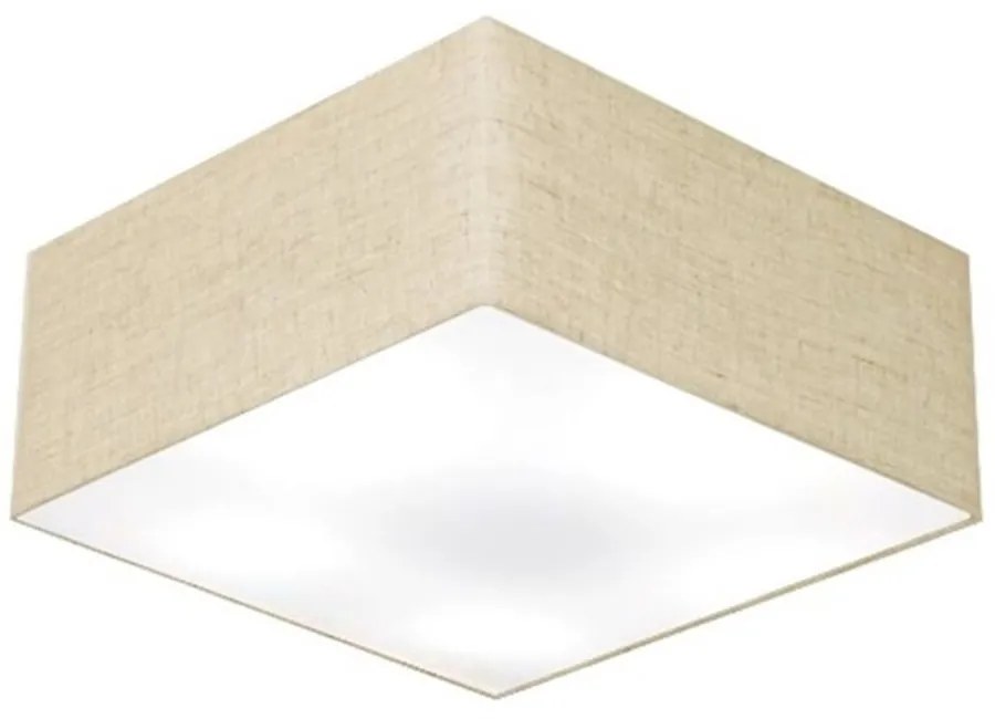 Plafon Quadrado Md-3012 Cúpula em Tecido 21/50x50cm Rústico Bege - Bivolt