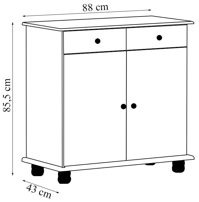 Buffet Decorativo Ivan Madeira 2 Portas e 2 Gavetas Café G74 - Gran Belo