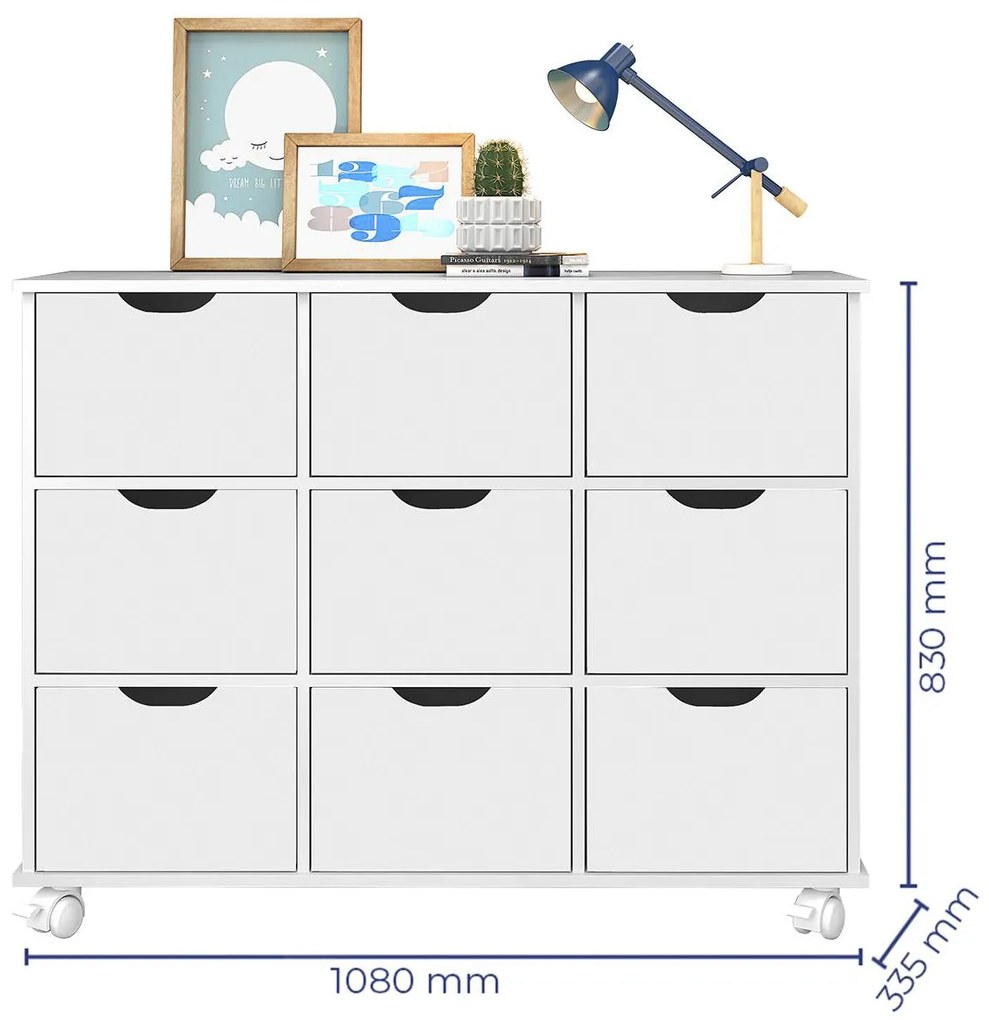 Nicho Organizador c/ 9 Gavetas com Rodízio Roterdã Q01 - ADJ Decor