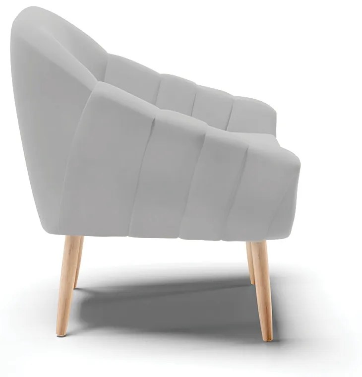 Poltrona Giovana Suede Cinza Pés Palito Natural - Indo Decorar