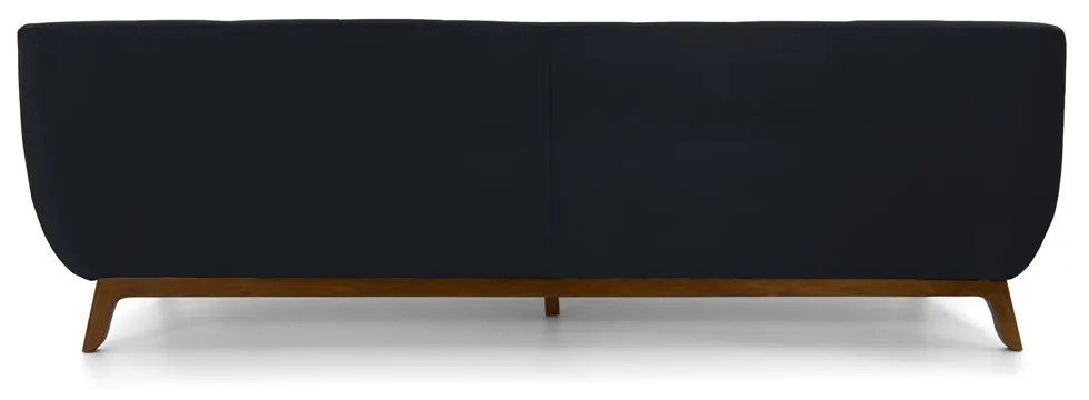 Sofá 3 Lugares Odeon D07 230cm Base Madeira Veludo Preto - D'Rossi