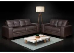 Sofá 2 e 3 Lugares Couro Sala Milano Marrom  - Scala Decor