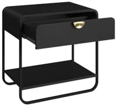 Mesa de Cabeceira Quarto 60cm 1 Gaveta Mario Nero/Preto A10 - Mpozenat