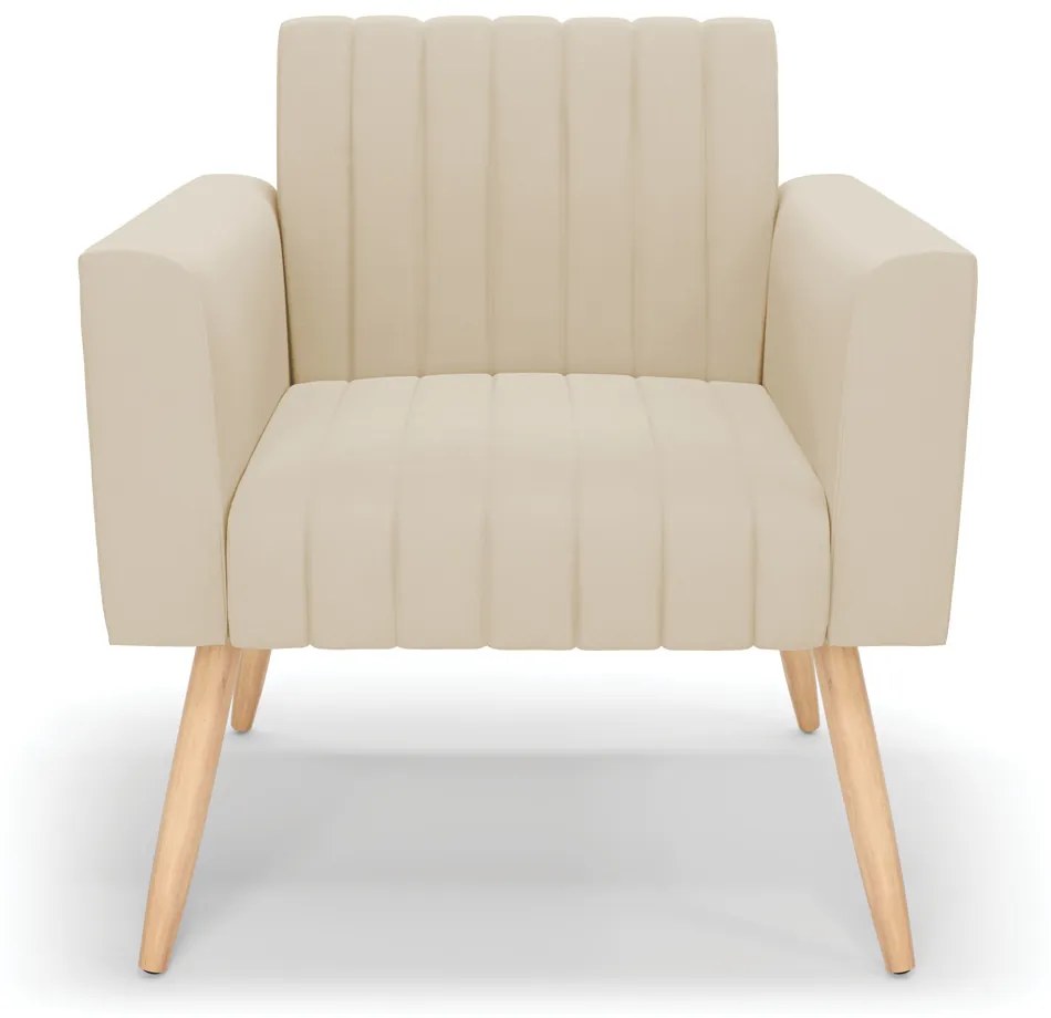 Poltrona Viena Gomada Suede Pés Palito Natural - D'Rossi - Bege