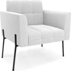 Poltrona Para Sala Pé Metal Preto Kit 2 Ana Bouclé Off - Ibiza