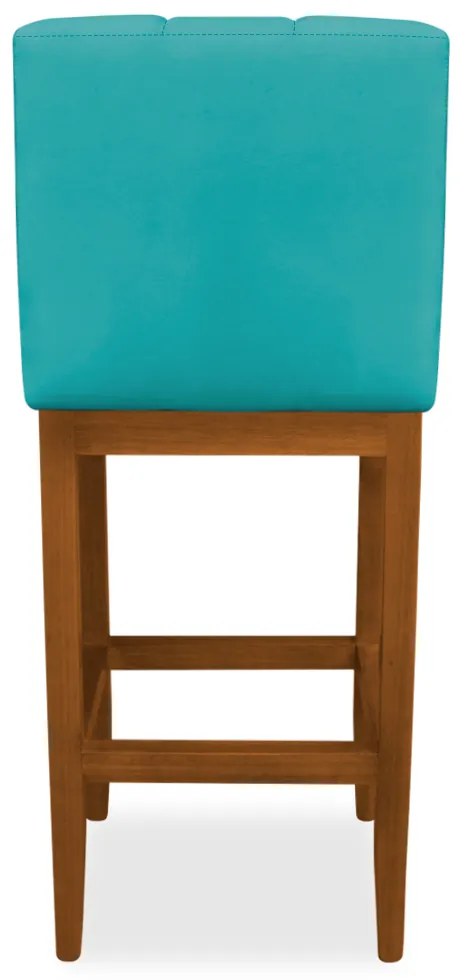 Banqueta Alta Sueli Base Madeira Maciça Estofada Suede Azul Tiffany