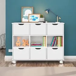 Kit 2 Nichos Organizadores 6 Gavetas com Rodízios Branco - Qmovi