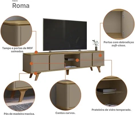 Rack Roma 2.17 Hannover/Fendi - Casa D Móveis
