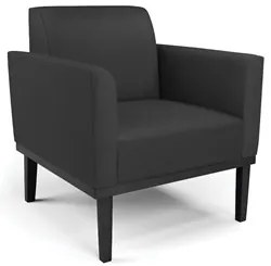 Sofá Namoradeira e 2 Poltronas Base Madeira Preto Maressa Sintético Pr