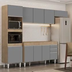 Armário de Cozinha Modulada 4 Peças CP10 Balcão Castanho/Preto - Lumil