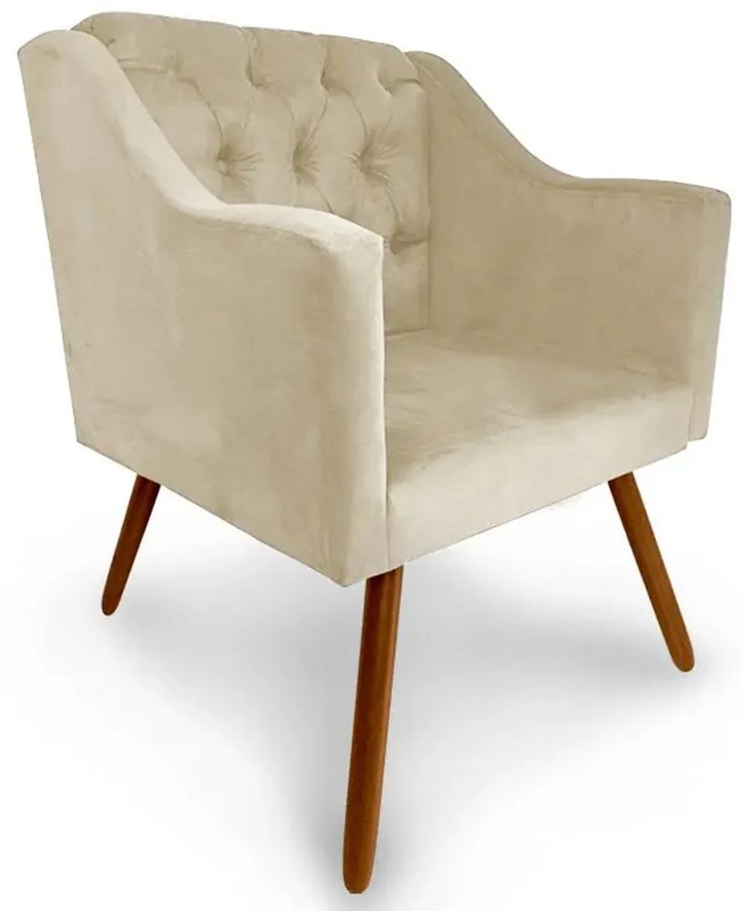 Kit 2 Poltronas Decorativas Capitonê Amanda Retrô Bege - Loja Sheep - Bege