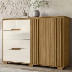 Cômoda Para Quarto 4 Gavetas 147cm Gênova Z17 Freijó/Off White - Mpoze