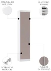 Guarda Roupa Modulado Sapateira 50cm Taiga Cinnamon/Branco L01 - Mpoze