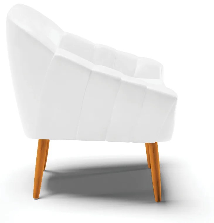 Poltrona Giovana Corano Pés Palito Castanho - Indo Decorar - Branco