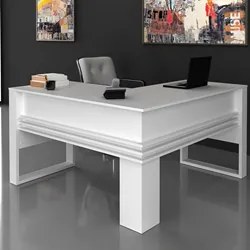 Mesa Para Escritório em L ME4145 Branco/Branco - Tecno Mobili