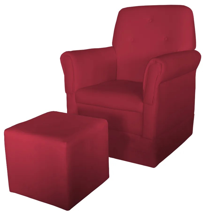 Poltrona Suzi Amamentação Balanço + Puff Suzi Suede Vermelho