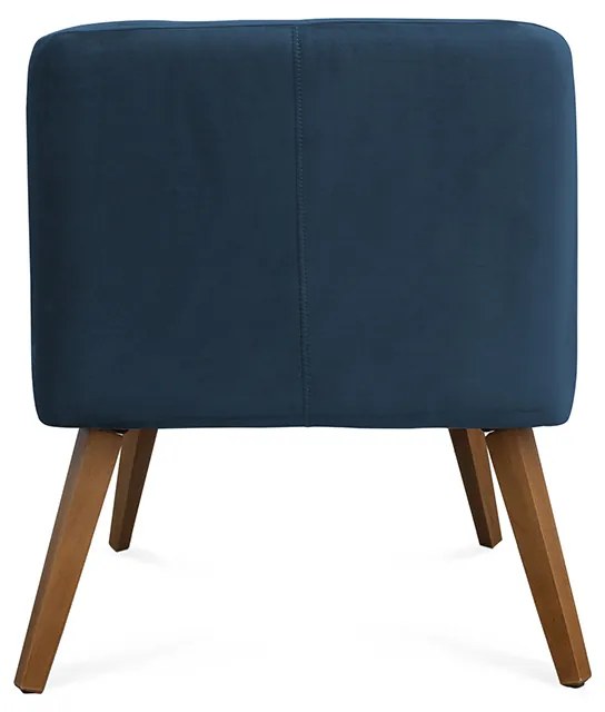 Kit 2 Poltronas Decorativas Lara Pés de Madeira Veludo Azul - Sheep Estofados - Azul escuro