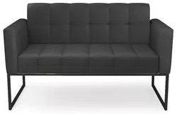 Sofá Namoradeira e 2 Poltronas Base Industrial Preto Ana Sintético Pre