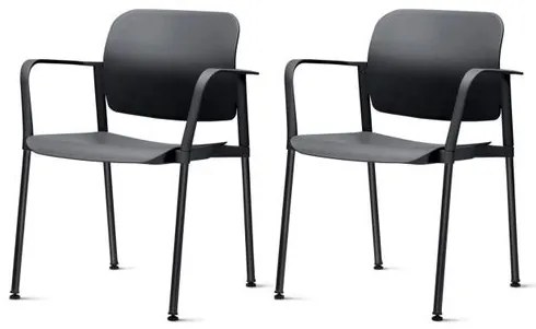 Kit 2 Cadeiras Leaf com Bracos Preta - 57395 Sun House