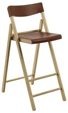 Banqueta Dobrável Alta com Encosto Tramontina Potenza Marrom Madeira Tauari Natural