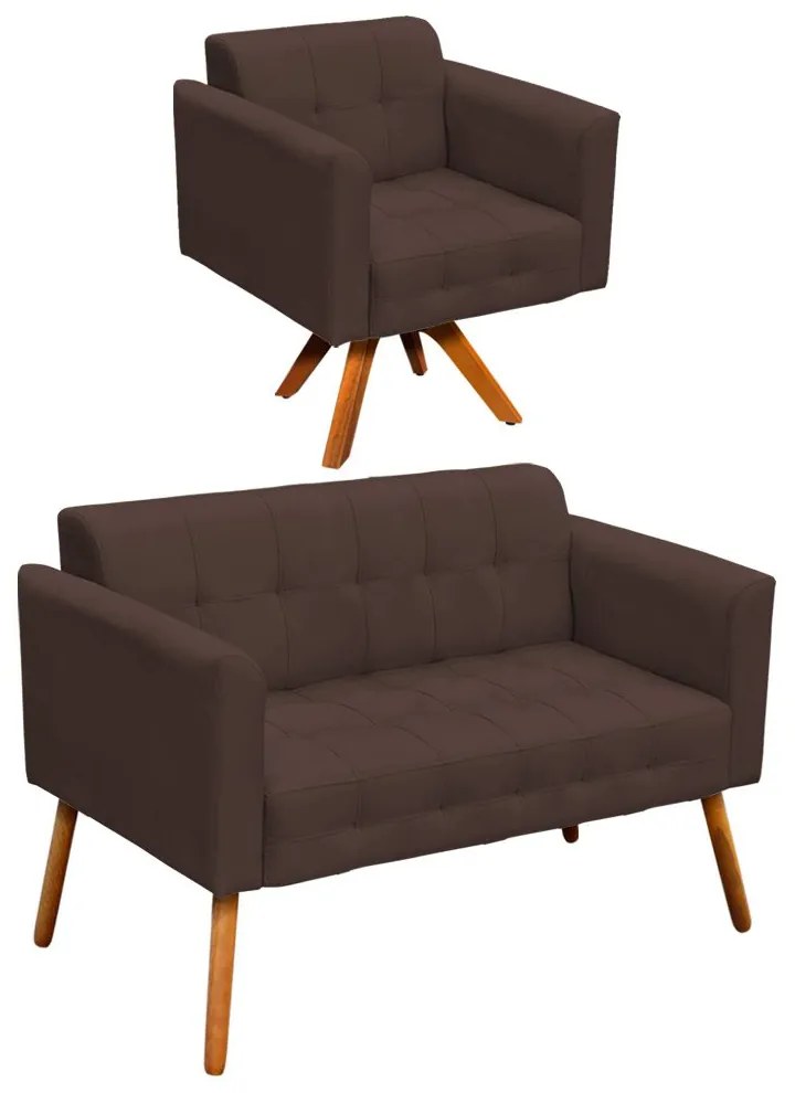 KIT 01 NAMORADEIRA E 01 POLTRONA GIRATOR - Marrom