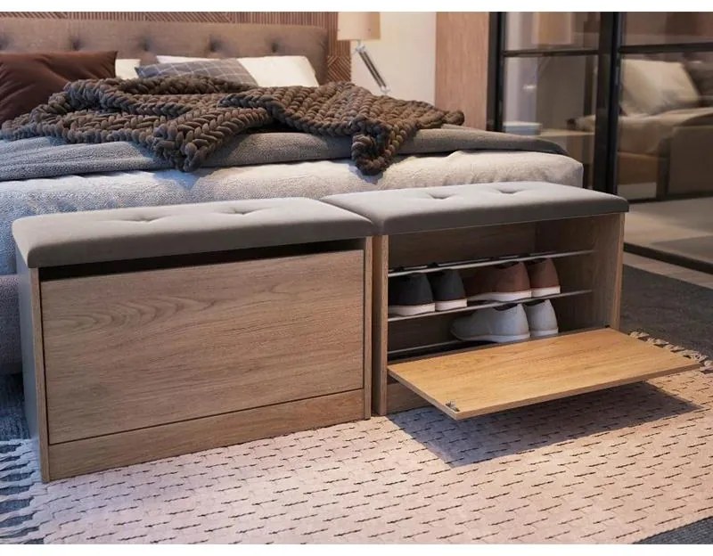 Sapateira Puff Cama Quarto Multifuncional Decoração - Aveiro/marrom