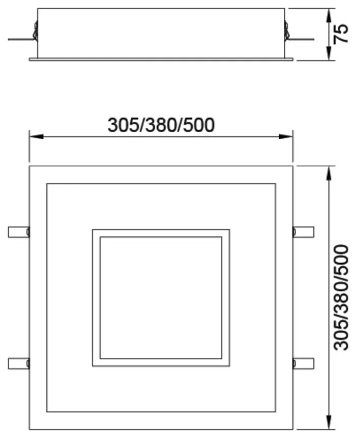 Embutido Meg 38X38Cm Led 24,4W Bivolt | Usina 19035/38 (FN-F - Fendi Fosco, 4000k)