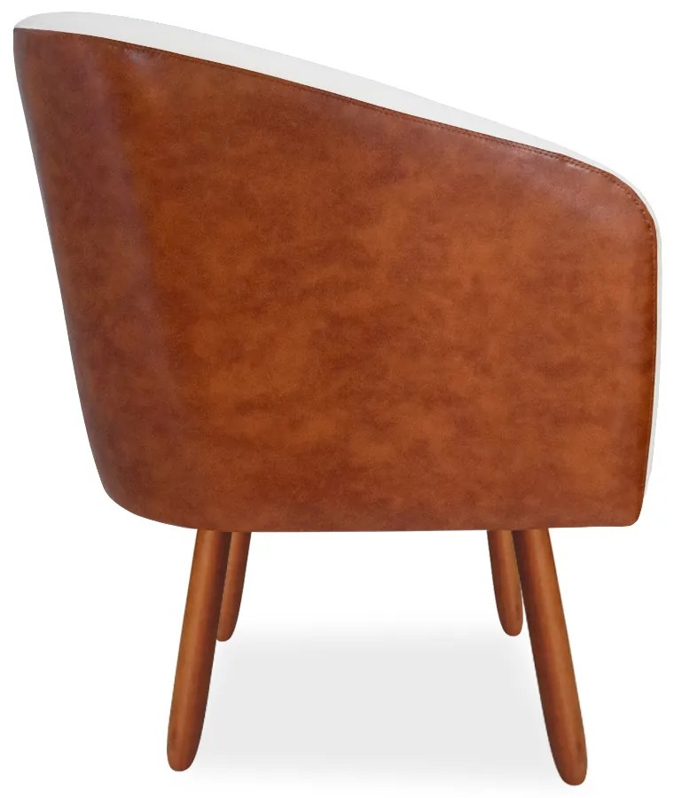 Poltrona Becca Compose Linho Bege/Courino Marrom