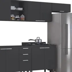 Armário de Cozinha CP06 Para Pia 150cm Pérola Z34 Preto     - Mpozenat