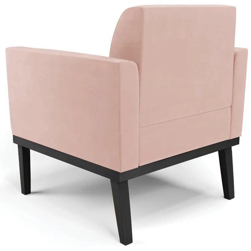 Kit 2 Poltronas Base de Madeira Fixa Preto Marisa Veludo - Rose