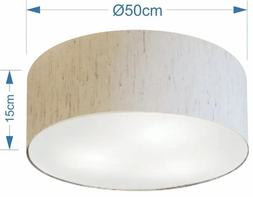 Plafon Cilíndrico Md-3014 Cúpula em Tecido 50x15cm Linho Bege - Bivolt