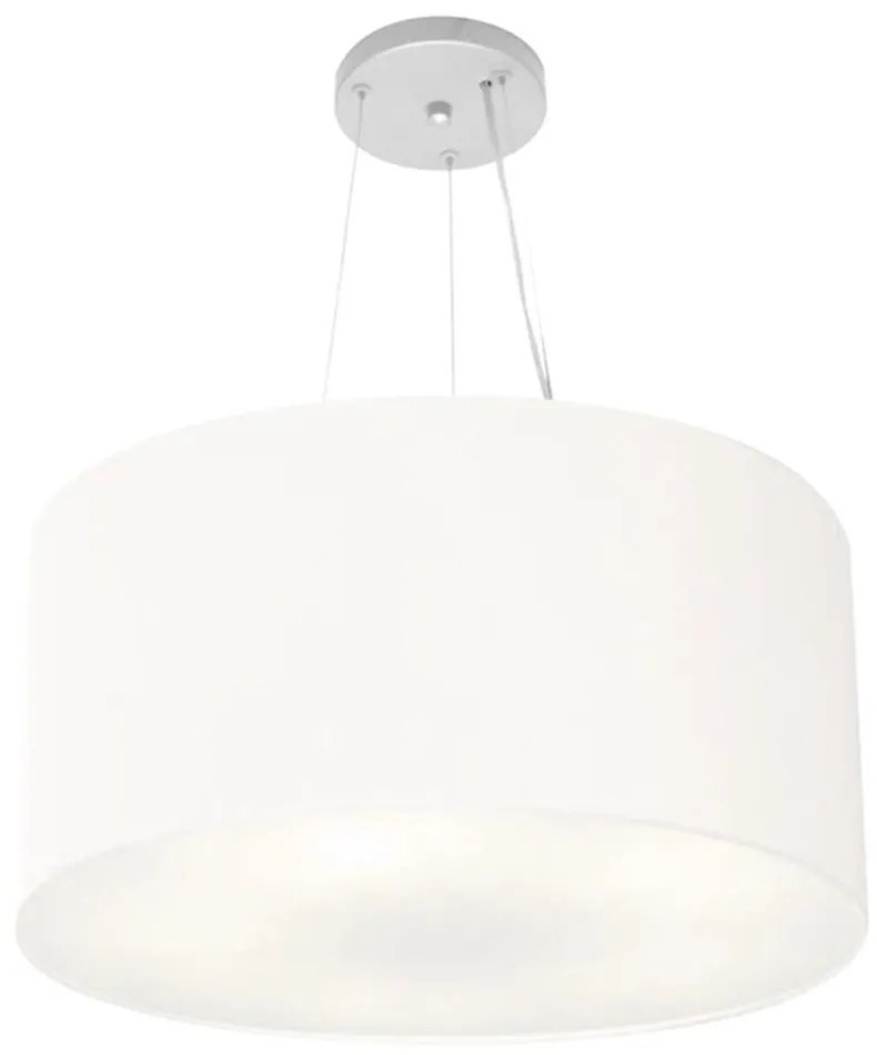 Lustre Pendente Cilíndrico Md-4191 Cúpula em Tecido 55x25cm Branco - Bivolt