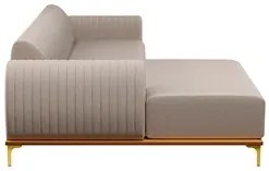 Sofá 245cm 4 Lugares com Chaise Esquerdo Pés Gold Molino C-107 Linho B